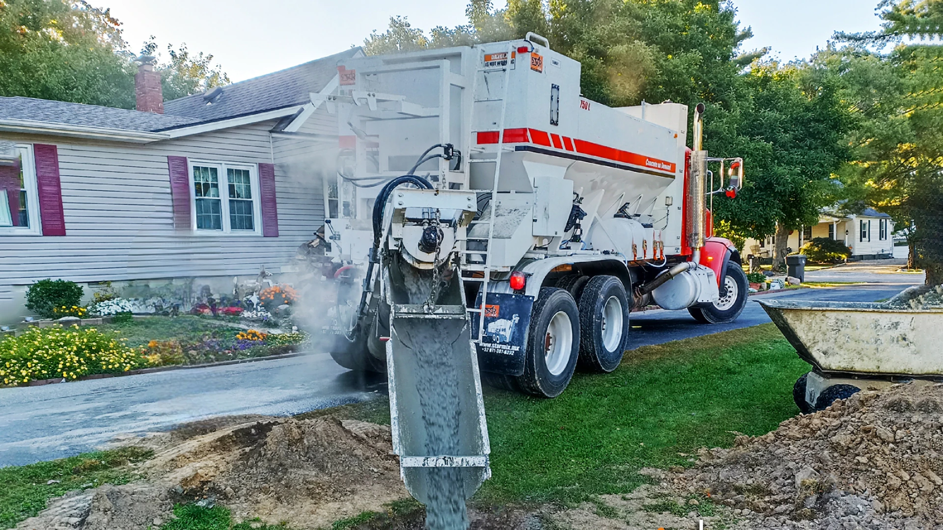 Volumetric mixer on construction site